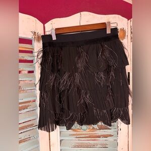 Arden B Black Fringe Pleated Mini Skirt Size M